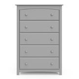 Kenton pebble gray 5 drawer dresser front view