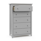 Kenton pebble gray 5 drawer dresser with top drawer open angle view