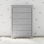 Kenton pebble gray 5 drawer dresser in a nursery