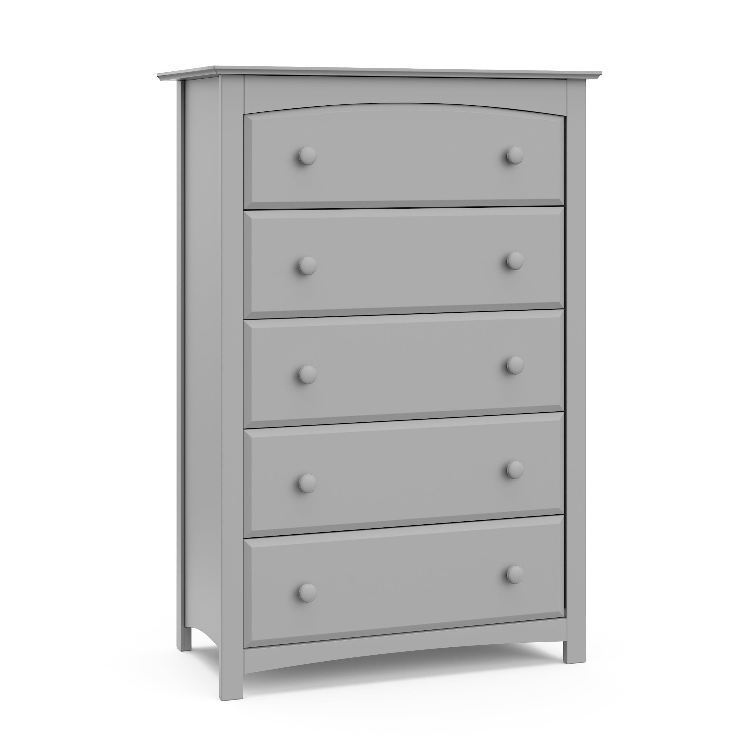 Kenton pebble gray 5 drawer dresser angle view