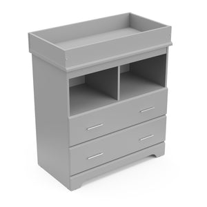 pebble gray 2 drawer chest with changing topper