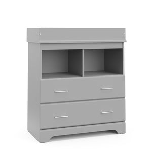 pebble gray 2 drawer chest with changing topper