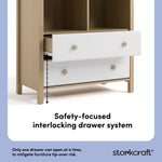 alpine driftwood with white 2 drawer changing chest interlocking drawer callout