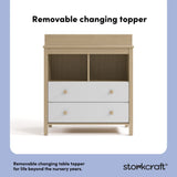 alpine driftwood with white 2 drawer changing chest removable topper callout