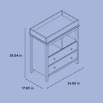 alpine 2 drawer changing chest drawing of dimensions
