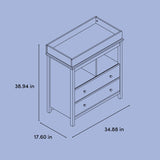 alpine 2 drawer changing chest drawing of dimensions