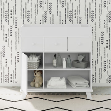 Modern Nursery Combo Changing Table Dresser with Removable Changing Topper 
