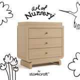 Santorini driftwood 3 drawer chest with changing topper with black doodles overlaid on image