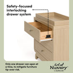 Santorini driftwood 3 drawer chest with changing topper interlocking drawers callout