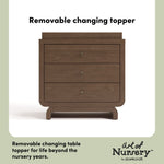 Santorini hazelnut 3 drawer chest with changing topper removable topper callout