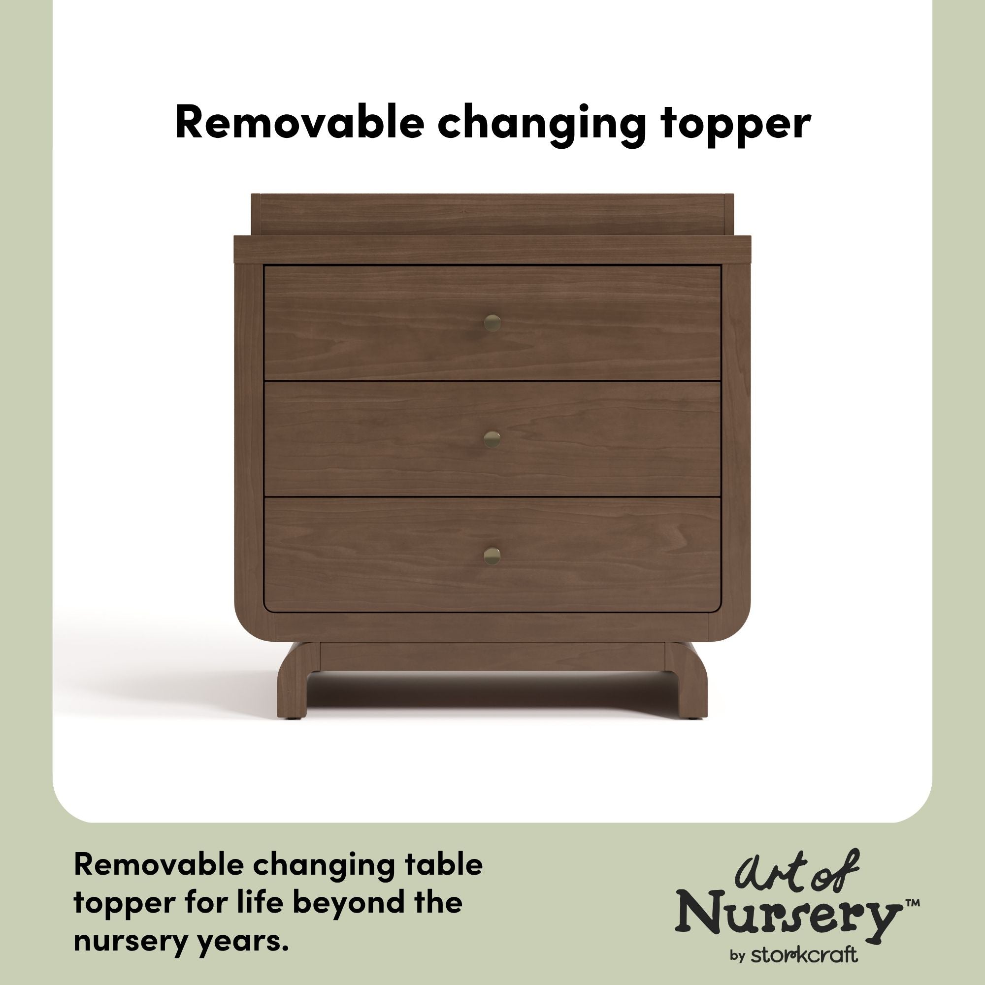 Santorini hazelnut 3 drawer chest with changing topper removable topper callout