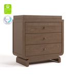 Santorini hazelnut 3 drawer chest with changing topper with GGG and PTPA logos on top left