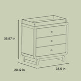 Santorini 3 drawer chest with changing topper drawing with dimensions