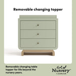 Santorini sage with driftwood 3 drawer chest with changing topper removable topper callout