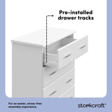 Brookside white 4 drawer dresser pre-installed drawer tracks callout