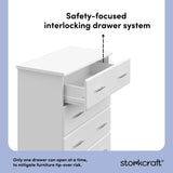 Brookside white 4 drawer dresser interlocking drawers callout