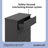 Brookside gray 4 drawer dresser interlocking drawers callout