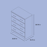 Brookside 4 drawer dresser line drawing with dimensions