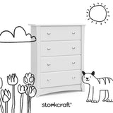 Crescent white 4 drawer dresser with black doodles overlaid on image