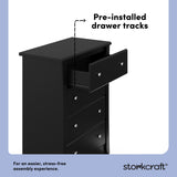 Crescent black 4 drawer dresser pre-installed drawer tracks callout