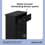 Crescent black 4 drawer dresser interlocking drawers callout