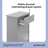 Crescent pebble gray 4 drawer dresser interlocking drawers callout