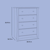 Crescent 4 drawer dresser line drawing with dimensions