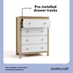 alpine driftwood with white 4 drawer dresser pre-installed drawer tracks callout