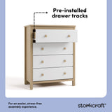 alpine driftwood with white 4 drawer dresser pre-installed drawer tracks callout