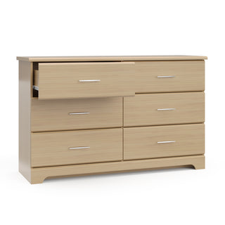 Driftwood 6 drawer dresser with open drawer