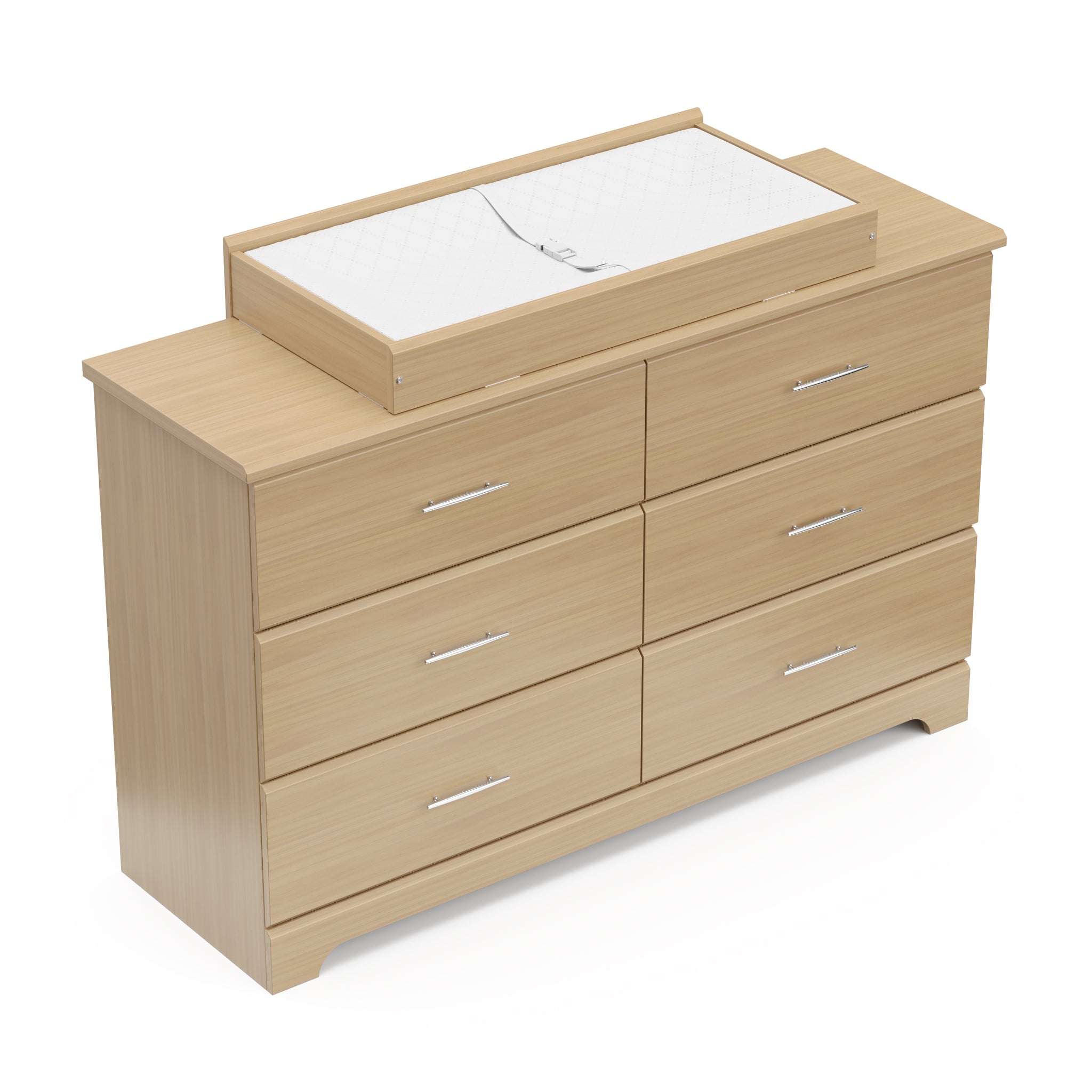 Driftwood 6 drawer dresser with changing topper and changing pad