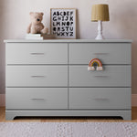 Brookside pebble gray 6 drawer dresser in a nursery