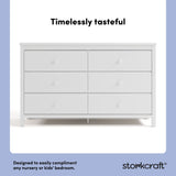 alpine white 6 drawer dresser front view style callout