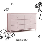 Alpine blush 6 drawer dresser with black doodles overlaid on image