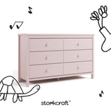 Alpine blush 6 drawer dresser with black doodles overlaid on image