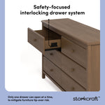 Alpine hazelnut 6 drawer dresser interlocking drawer system callout