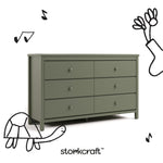Alpine olive 6 drawer dresser with black doodles overlaid on image
