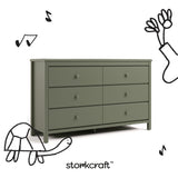 Alpine olive 6 drawer dresser with black doodles overlaid on image