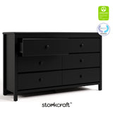 Alpine black 6 drawer dresser with GGG and PTPA logos on top right