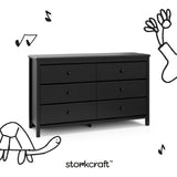 Alpine black 6 drawer dresser with black doodles overlaid on image