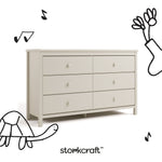 alpine frosted oat 6 drawer dresser with black doodles overlaid on image