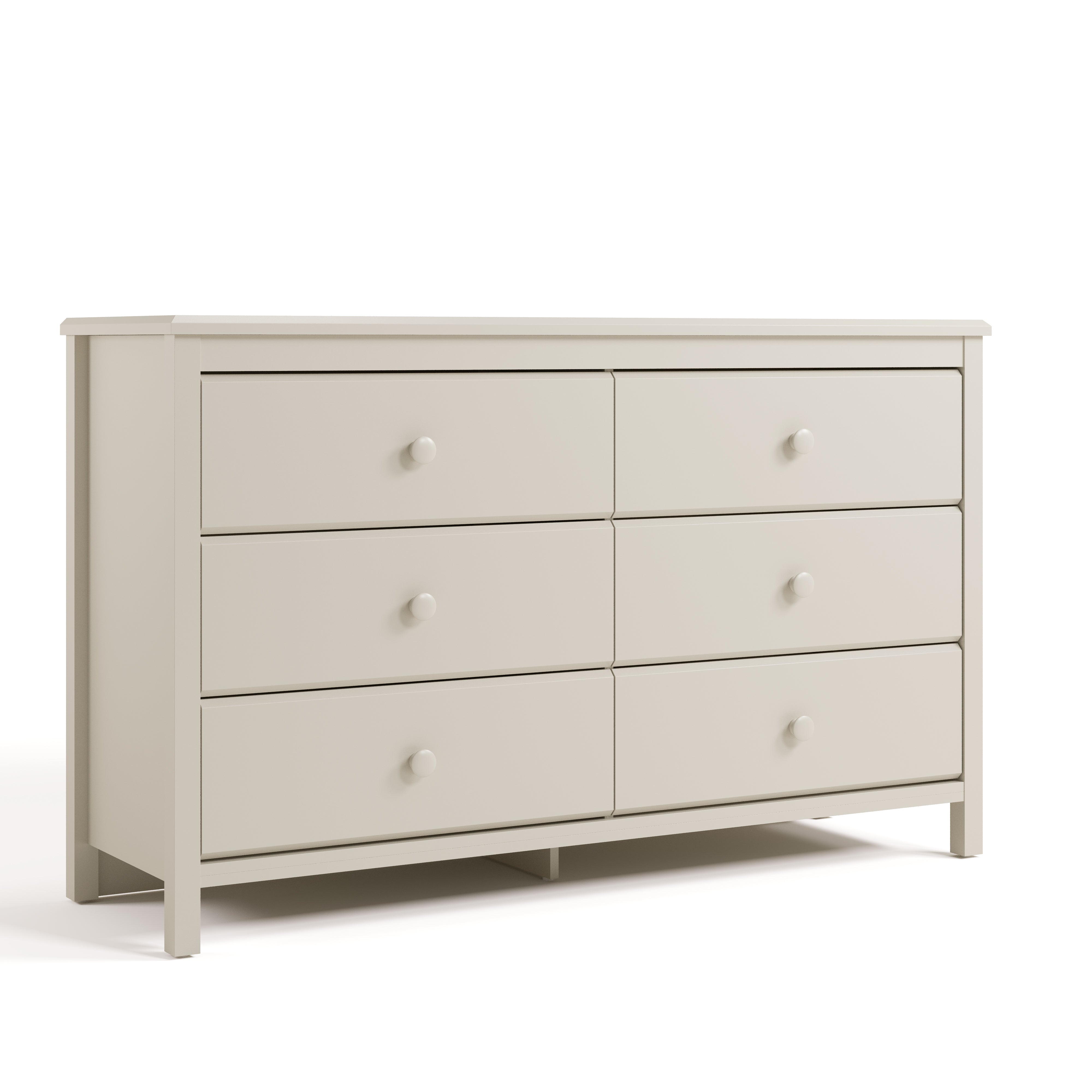 Alpine frosted oat 6 drawer dresser angle view