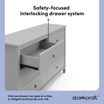 Alpine pebble gray 6 drawer dresser interlocking drawer system callout