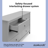 Alpine pebble gray 6 drawer dresser interlocking drawer system callout