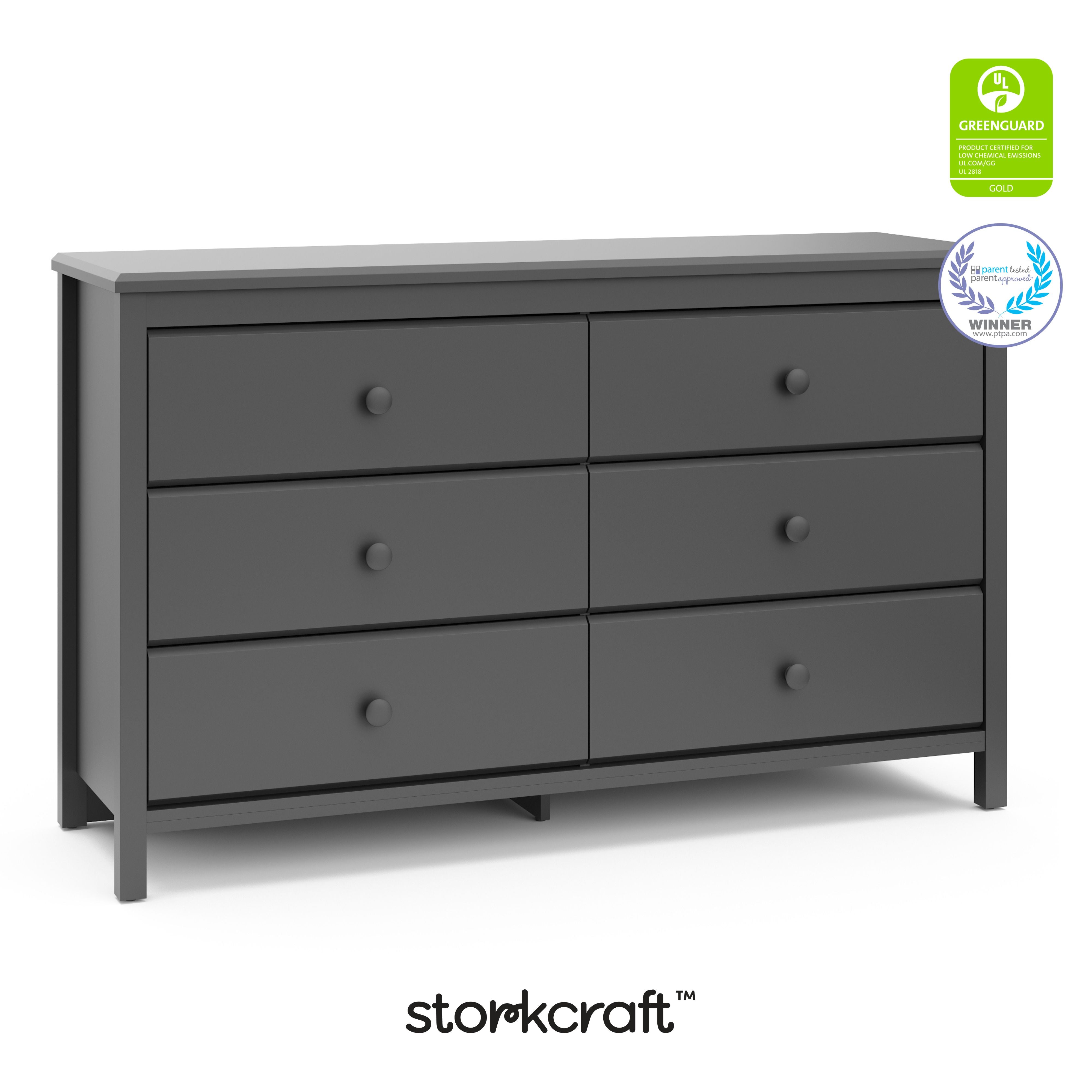 Alpine gray 6 drawer dresser with GGG and PTPA logos on top right