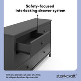 Alpine gray 6 drawer dresser interlocking drawer system callout