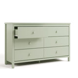 Alpine sage 6 drawer dresser with top left drawer open angle view