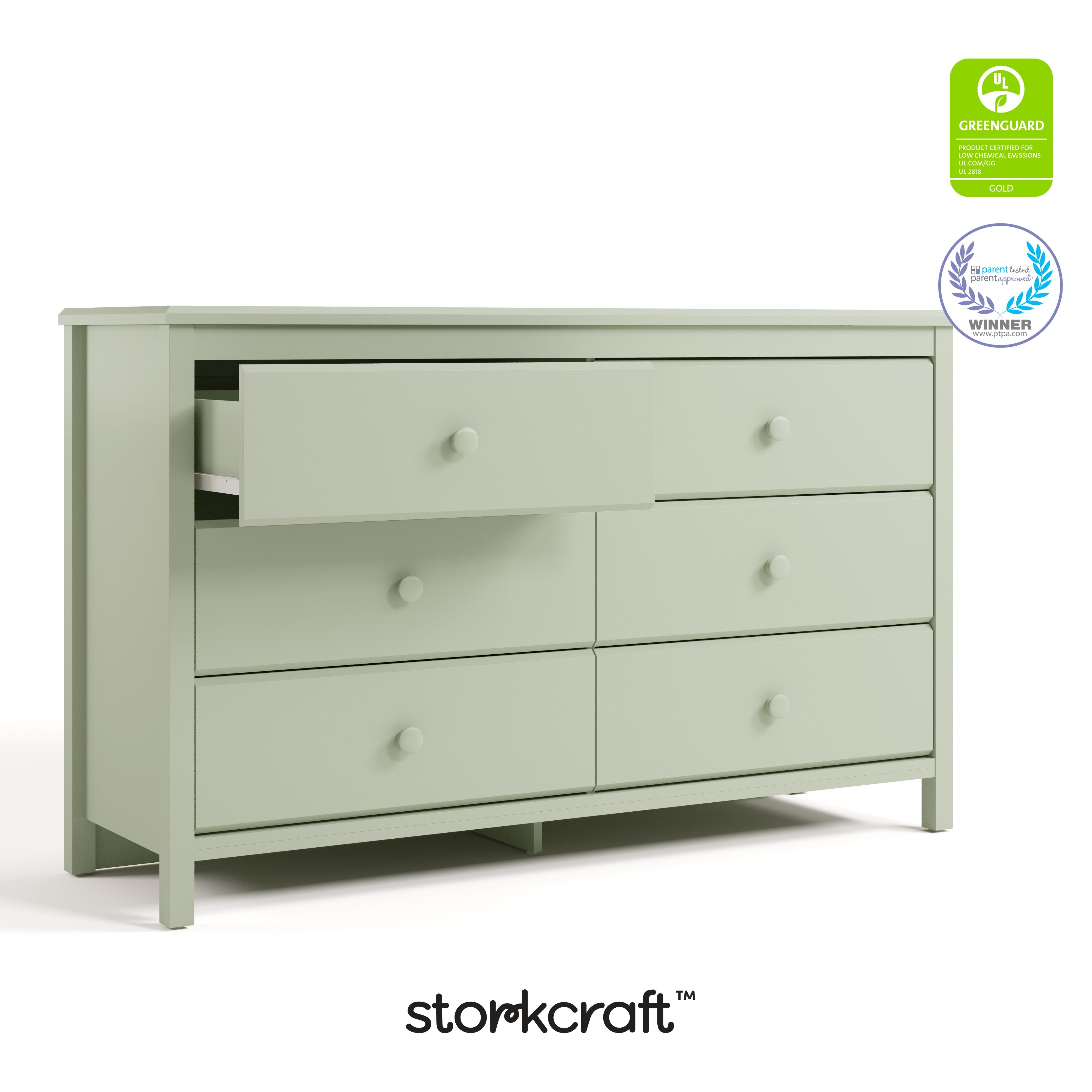 Alpine sage 6 drawer dresser with GGG and PTPA logos on top right
