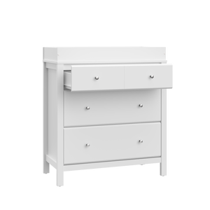 white 3 drawer chest with open drawer