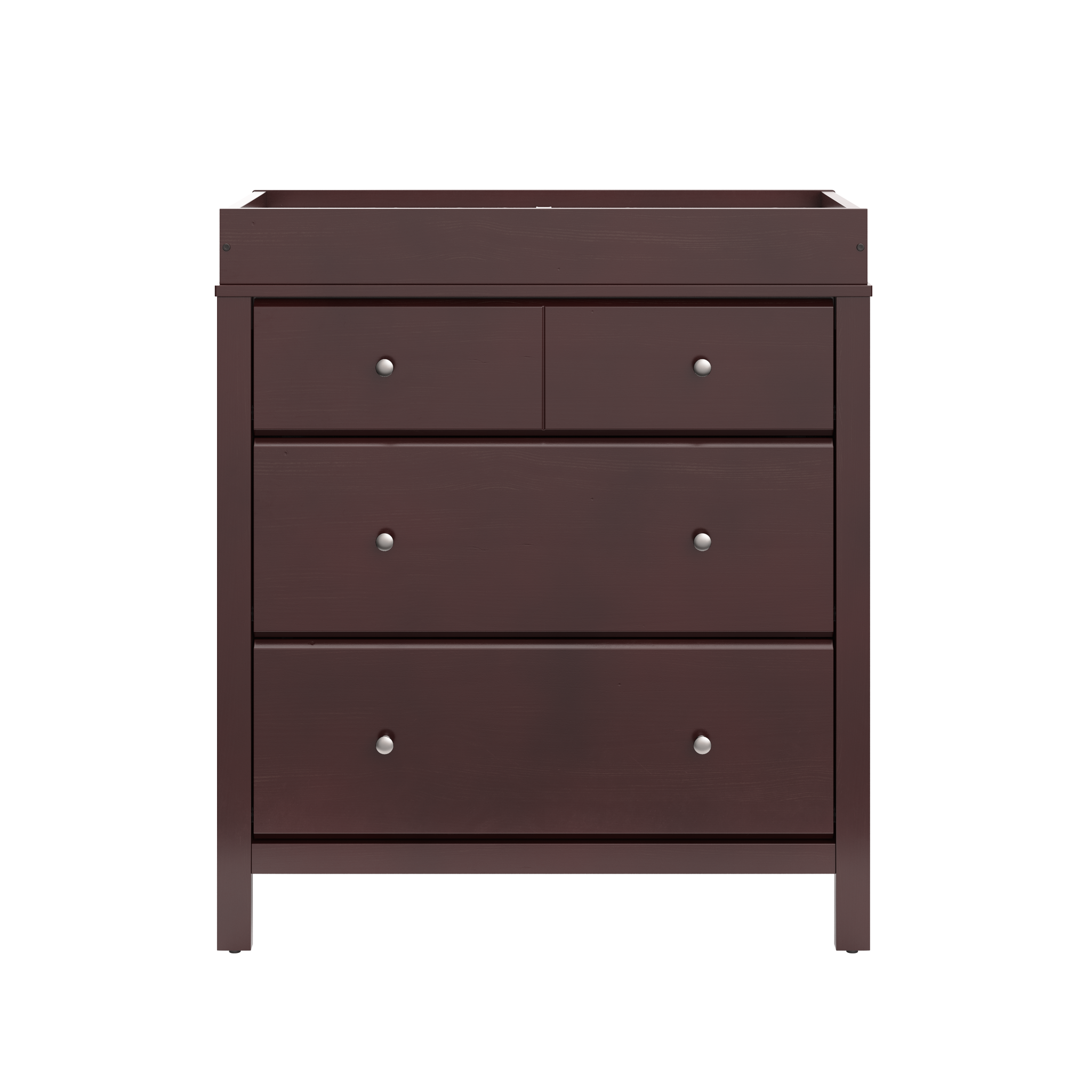 espresso 3 drawer chest with changing topper